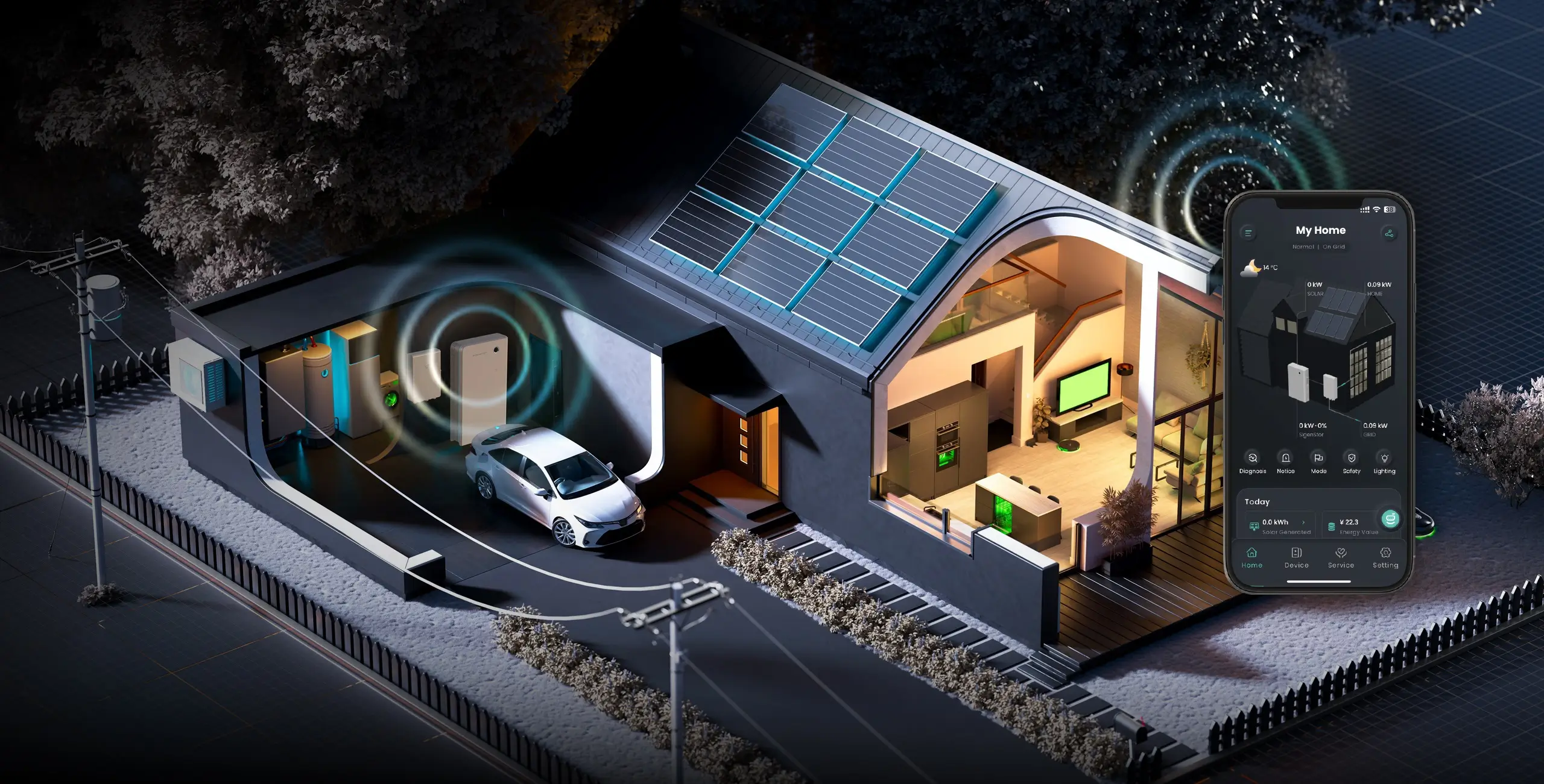 1741156288490534 Sigenergy SigenStor home battery on a garage wall, charging an electric car